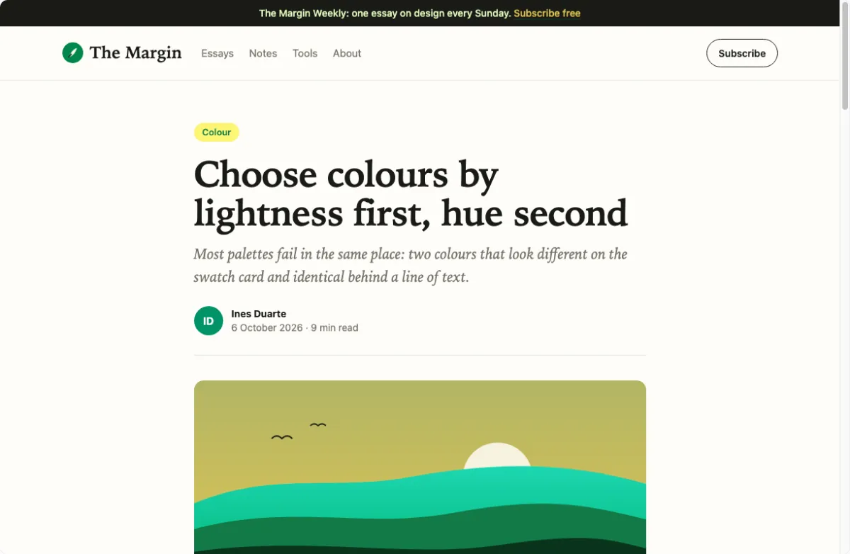 Recolor's blog article sample repainted in the Citrus grove palette
