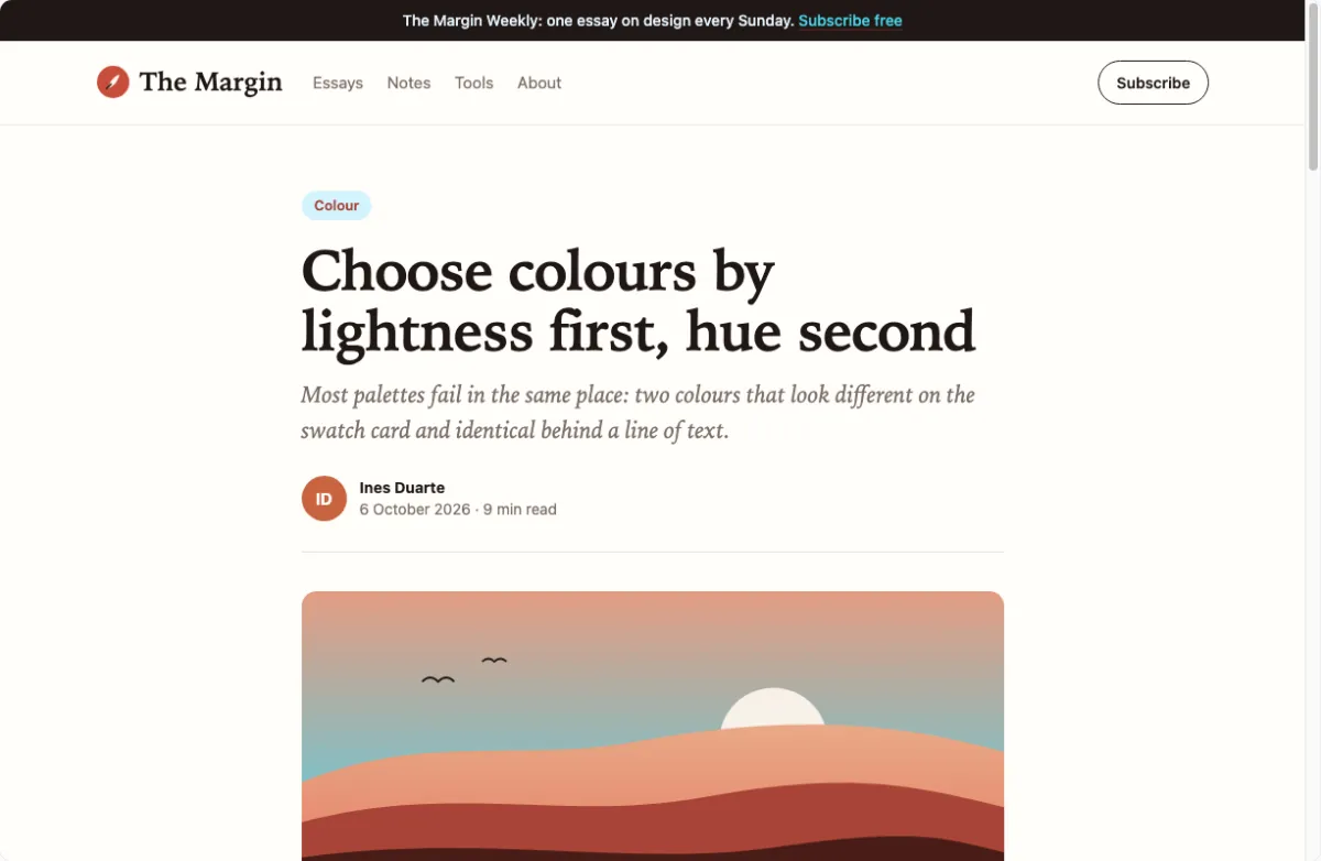 Recolor's blog article sample repainted in the Coral reef palette