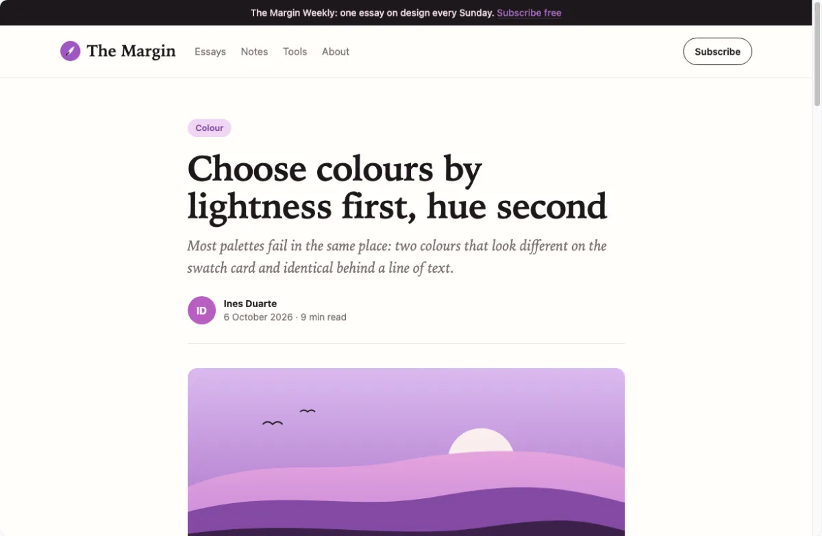Recolor's blog article sample repainted in the Orchid palette